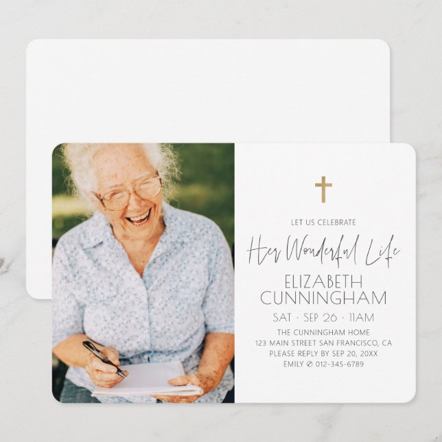 Invitación Foto cruzada conmemorativa de su vida (Anverso / Reverso)