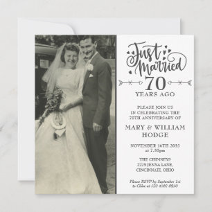 Invitación Foto cuadrada de boda del 70 aniversario recién ca