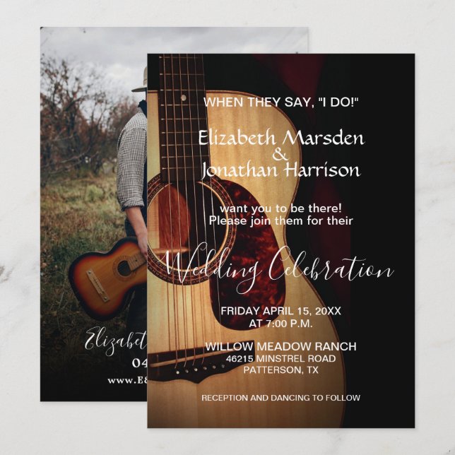 Invitación Foto Cuando Dicen Que Hago Boda De Guitarra En El  (Anverso / Reverso)