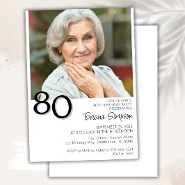 Invitación Foto Cumpleaños 80 Moderno Minimalista