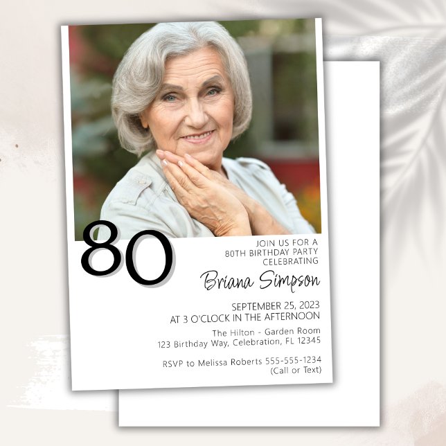Invitación Foto Cumpleaños 80 Moderno Minimalista (Subido por el creador)