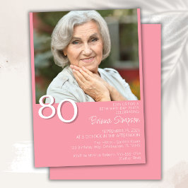 Invitación Foto Cumpleaños 80 Moderno Minimalista Rosa