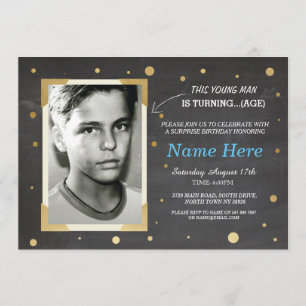 Invitación Foto Cumpleaños Chalk Invite a los hombres 30th 40