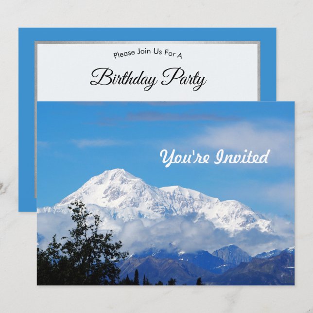 Invitación Foto cumpleaños de la nieve de la montaña Denali A (Anverso / Reverso)