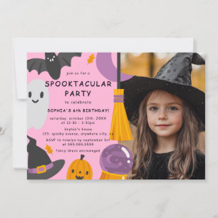 Invitación Foto Cumpleaños de Niños de Halloween Adorable