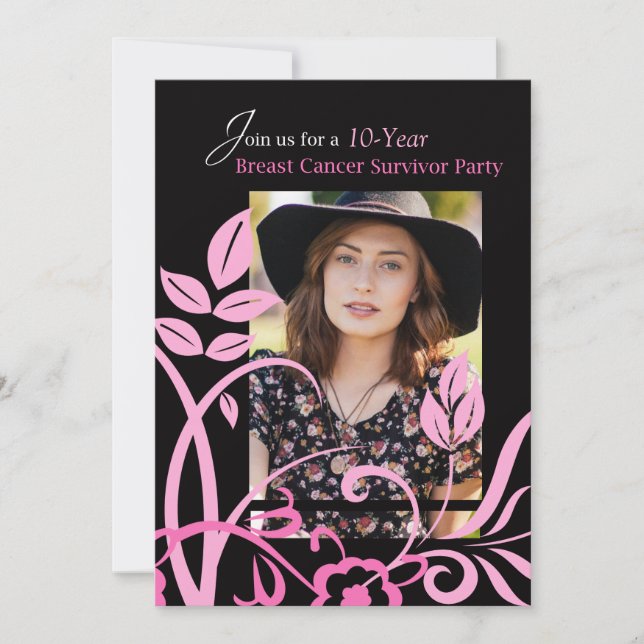 Invitación Foto: Custimizable 10 años de atracción de pecho (Anverso)