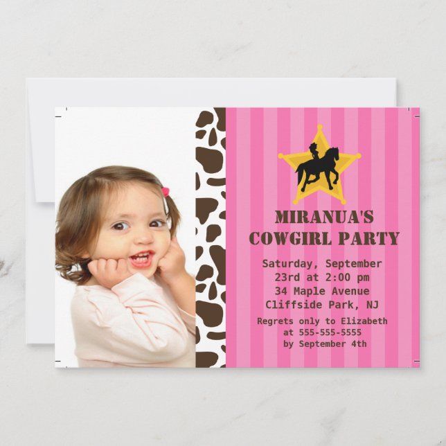 Invitación Foto Cuta Fiesta de Cumpleaños de Niña (Anverso)