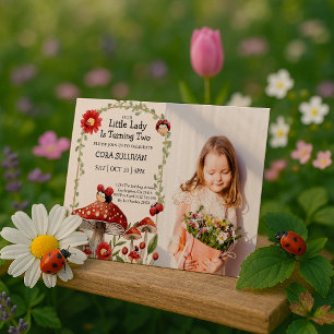 Invitación Foto Cuta Nuestro Pequeño Chica De Ladybug Cumplea