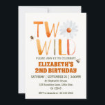 Invitación Foto Daisy Two Wild 2nd Birthday Chica<br><div class="desc">Cuta y caprichosa margarita de color agua "dos salvajes" foto personalizado segunda invitación de cumpleaños.</div>