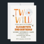 Invitación Foto Daisy Two Wild 2nd Birthday Chica<br><div class="desc">Cuta y caprichosa margarita de color agua "dos salvajes" foto personalizado segunda invitación de cumpleaños.</div>