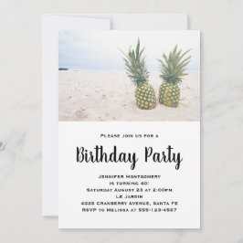 Invitación Foto de 2 piñas en un cumpleaños de playa