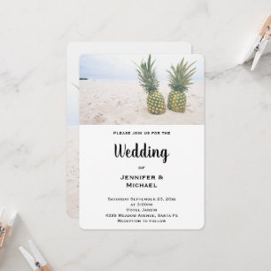 Invitación Foto de 2 Piñas en una Boda en la Playa