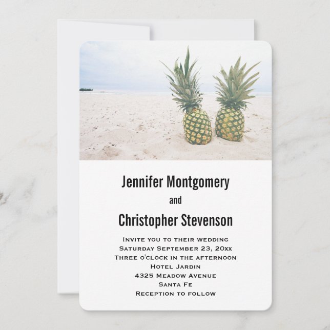 Invitación Foto de 2 piñas en una boda playera (Anverso)