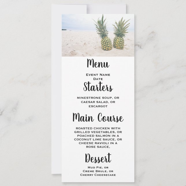 Invitación Foto de 2 piñas en una boda playera (Anverso)