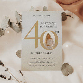 Invitación Foto de 40 años Elegante 40 cumpleaños