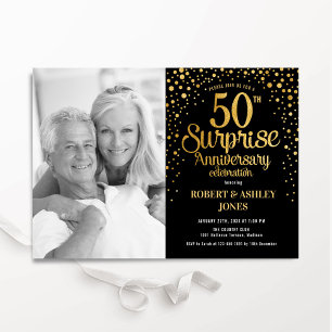 Invitación Foto de 50 años de Black Gold Surprise