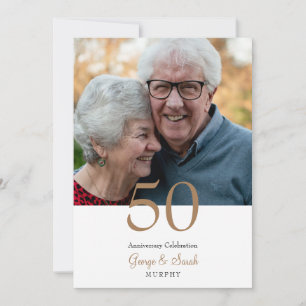 Invitación Foto de 50 años Fiesta Oro y Blanco