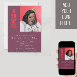 Invitación Foto de 50 años nacida en 1975 en color púrpura