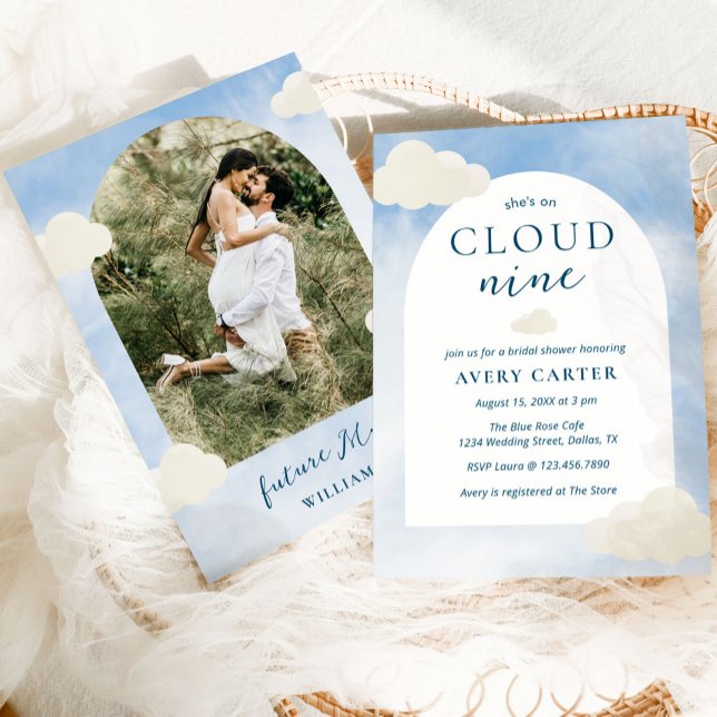 Invitación Foto De Acuarela En La Ducha De Novias Cloud 9 (Subido por el creador)
