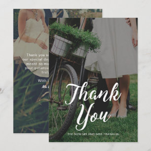 Invitación Foto de agradecimiento de boda con tipografía