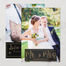 Foto de agradecimiento de boda de Sr. y Sra. en ne
