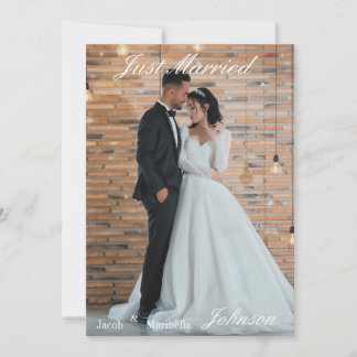 Invitación Foto de agradecimiento de boda moderna elegante