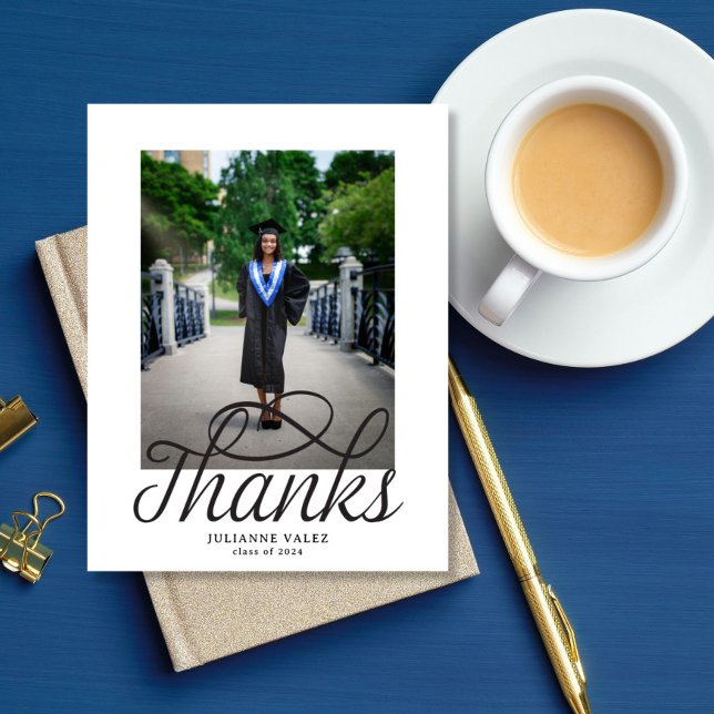 Invitación Foto de agradecimiento simple para graduado imprim (Subido por el creador)