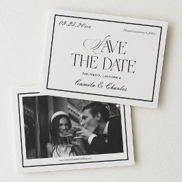 Invitación Foto de Ahorro de Fecha de Boda en Blanco y Negro