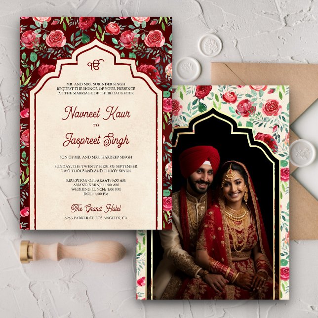Invitación Foto de Anand Karaj Sikh Boda de las rosas rojas d (Subido por el creador)
