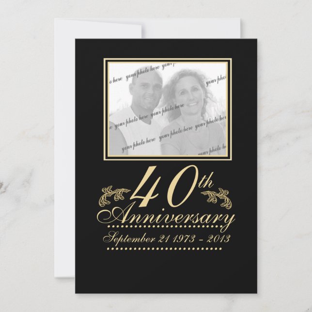 Invitación Foto de aniversario 40º (Anverso)