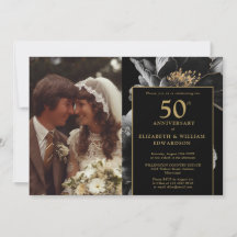 Foto de aniversario de 50 años elegante en negro y