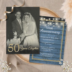 Invitación Foto de aniversario de boda rústica de cualquier a