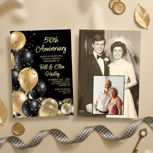 Invitación Foto de aniversario de bodas de 50 años Entonces y