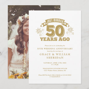 Invitación Foto de aniversario de bodas de 50 años recién cas