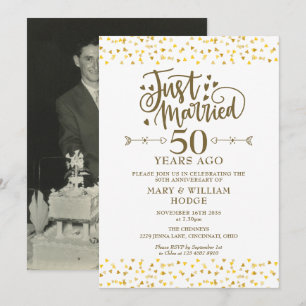 Invitación Foto de aniversario de bodas de 50 años recién cas