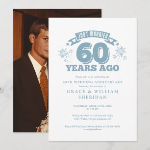 Invitación Foto de aniversario de bodas de 60 años recién cas
