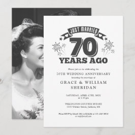 Invitación Foto de aniversario de bodas de 70 años recién cas