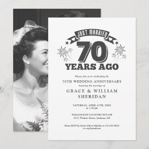 Invitación Foto de aniversario de bodas de 70 años recién cas