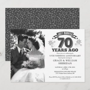 Invitación Foto de aniversario de bodas de 70 años recién cas