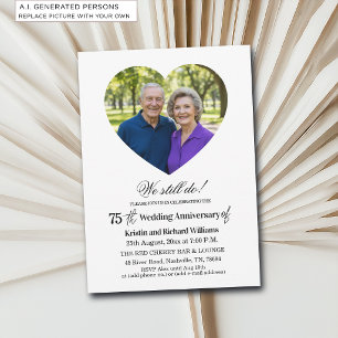 Invitación Foto de aniversario de bodas de 75 años