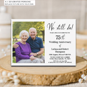 Invitación Foto de aniversario de bodas de 75 años que todaví