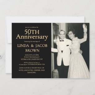 Invitación Foto de aniversario de bodas de Champagne 50