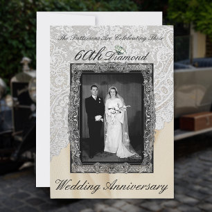 Invitación Foto de aniversario de bodas de diamante 60