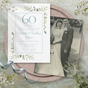 Invitación Foto de aniversario de bodas de diamante número 60