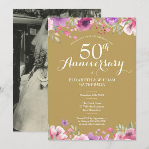 Invitación Foto de aniversario de bodas de oro número 50 con 