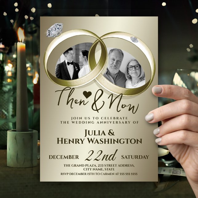 Invitación Foto de aniversario de bodas Entonces & Ahora (Subido por el creador)