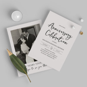 Invitación Foto de aniversario de bodas moderno 50