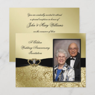 Invitación Foto de Aniversario de Bodas número 50 4.25x5.5 In