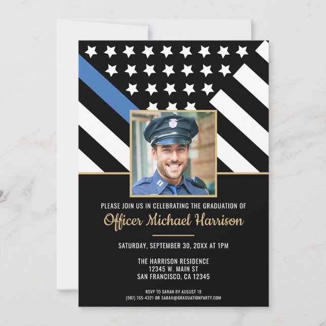 Invitación Foto de aplicación de la ley de graduación de la A (Anverso)