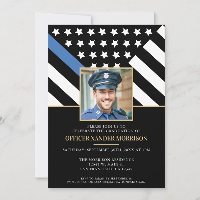 Invitación Foto de aplicación de la ley de graduación de la A (Anverso)